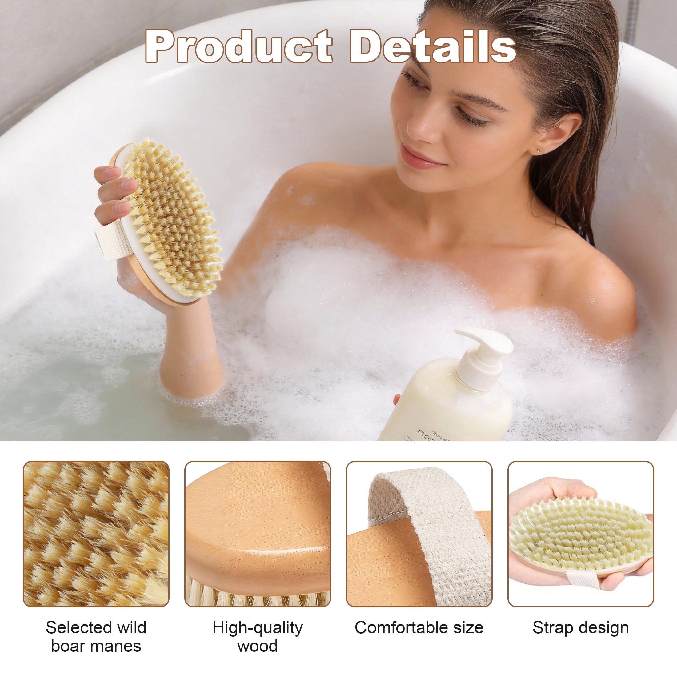 2 Pack Dry Body Brushes, Exfoliating Dry Brushing Body Brush, Dry Brushes for body cleaning, Soft Bristle Shower Brush for Body Cleaning