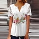thumbnail image 4 of Camiseta de manga corta con cuello en V para mujer, remera Sexy con estampado de flores de retazos de encaje, camisetas holgadas para mujer 2023, 4 of 4