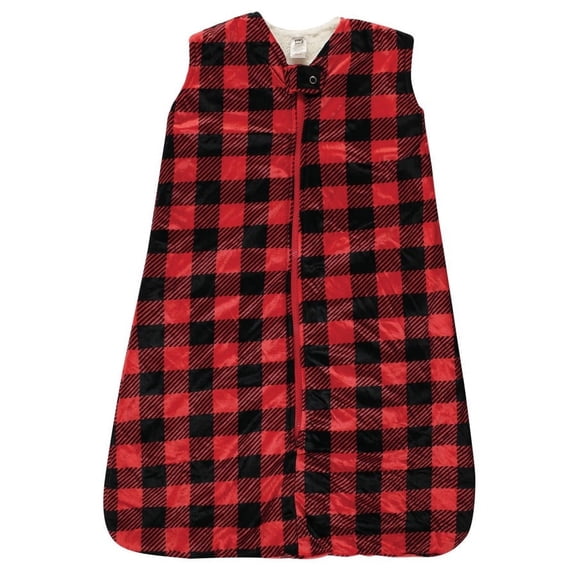 Hudson Baby Infant Boy Mink with Faux Shearling Inner Sleeping Bag, Sack, Blanket, Buffalo Plaid, 6-12 Months
