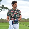 thumbnail image 6 of Balery Green Tropical Leaves Printed Men’s Short Sleeve Polo Shirt, Midweight Men's Shirt,Golf Polo shirts -, 6 of 9