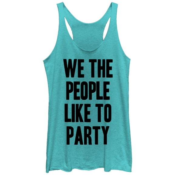 Women's Lost Gods Fourth of July We the People Party Racerback Tank Top Tahiti Blue Small