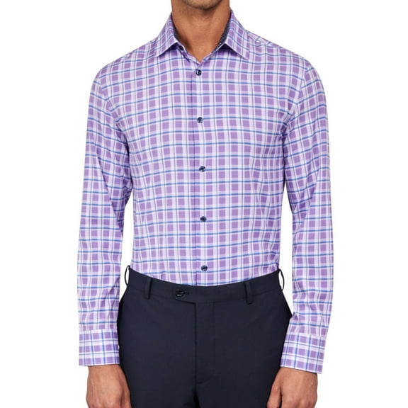 Con.Struct Mens Performance Stretch Button Down Dress Shirt, Purple, Small