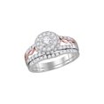 thumbnail image 1 of FB Jewels 14kt White Gold Womens Round Diamond Halo Rose-tone Twist Bridal Wedding Engagement Ring Band Set 1.00 Cttw, 1 of 1