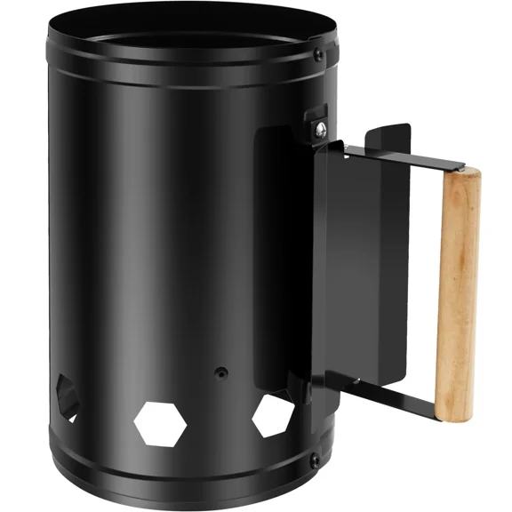 wuyuhangppo Charcoal Chimney Starter with Wood Handle Rapid BBQ Chimney Starter Fire Briquette Starters Can Canister For Grilling Tool
