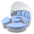 thumbnail image 3 of Lounge Daybed Sofa Bed, Grey Gray Blue, Rattan, Wicker, Modern Contemporary, Outdoor Patio Balcony Cafe Bistro Garden Furniture Hotel Hospitality, 3 of 9