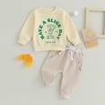 thumbnail image 3 of Douhoow Toddler Boys 2PCS Winter Pants Sets Long Sleeve Letter Pattern Sweatshirt and Drawstring Pants Set, 3 of 9
