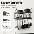 thumbnail image 3 of KES Pot Rack Wall Mounted 30 inch Pots and Pans Hanging Rack for Kitchen Storage, 2-Tier Wall Shelf with Guard Rail Organizer with 12 Hooks, 3 of 11