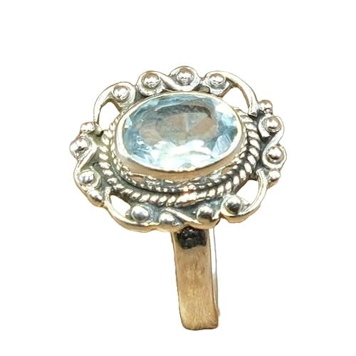 Blue Topaz 925 Sterling Silver Ring Handmade Statement Ring Christmas Gift Jewelry For Women