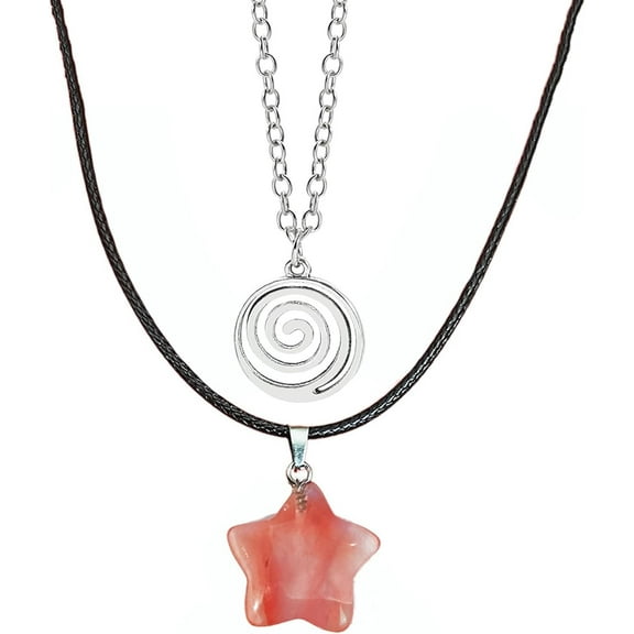Natural Star Shape Stone Choker Necklace Gothic Y2K Swirl Pendant Necklace Crystal Cute Star Charms Pendant Choker Necklaces for Women Party Jewelry