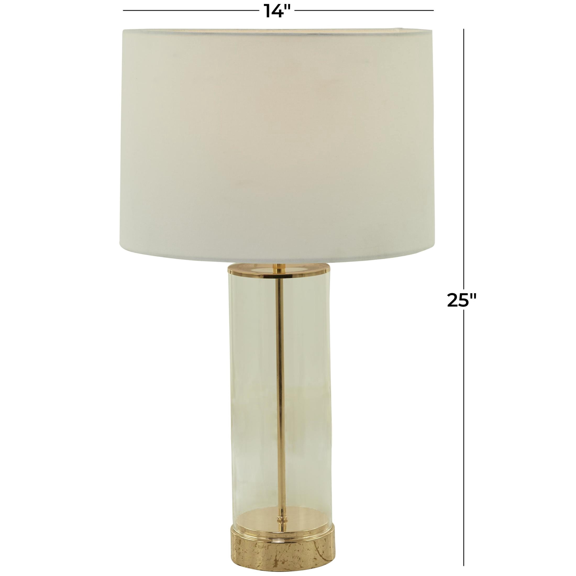 CosmoLiving by Cosmopolitan 25" Transparent Base Gold Table Lamp with Cream Linen Shade