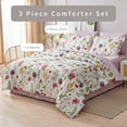 thumbnail image 6 of Smuge 3 Pcs Floral Bedding Comforter Set Purple Red Flower King Size Bed in a Bag Fitted Pillowcases for Adult, 6 of 8
