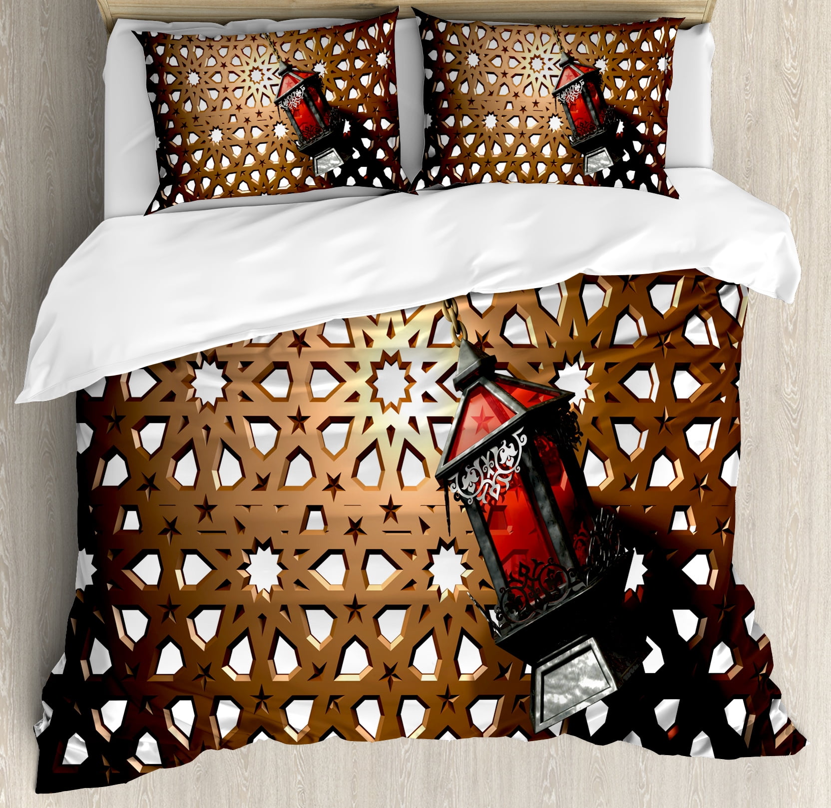 Lantern Queen Size Duvet Cover Set, Egyptian Fanoos in a 3D Illustration of... by Kozmos
