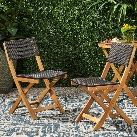 Foldable Chairs (2), Hillside Bistro. Wood, Brown. 17.93 In. D X 20.66 W 33.99 H Of 2, Bistro Design. Outdoor. In Depth Width Height