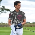thumbnail image 3 of Balery I Love Coffee Camisa Polo de Hombre con Estampado, de Manga Corta y Tejido Medio, Camisa Tipo Golf Polo-Medium, 3 of 6