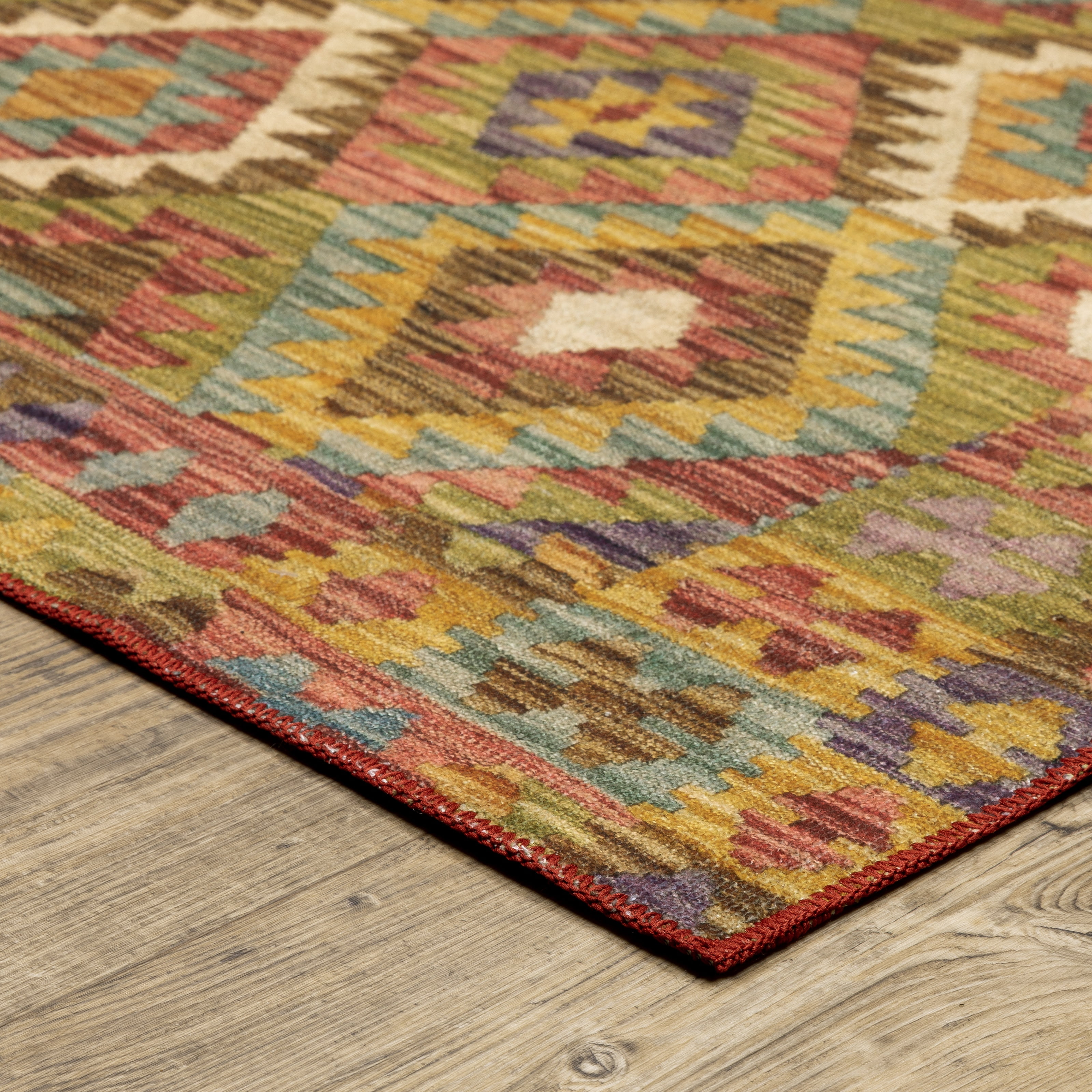 Avalon Home Marlowe Washable Geometric Tribal Gold/ Multi Indoor Area Rug
