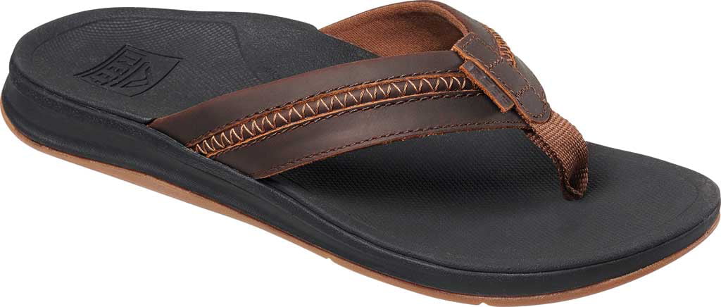 Reef Men's Sandals Leather Ortho-Bounce Coast Leather Arch Support Flip Flops for Men