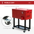 thumbnail image 5 of 80 QT Rolling Cooler with Wheels, Red Outdoor Drink Cooler Cart for Parties, Beach & Tailgating, 5 of 10