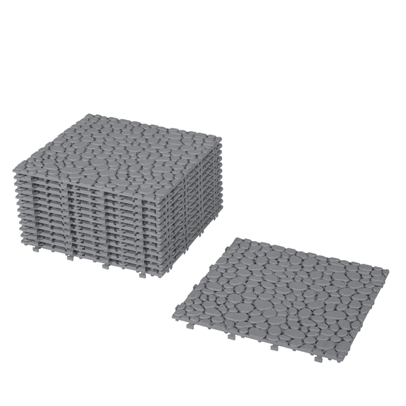 12 x 12 Inch Gray Interlocking Deck Tiles - Waterproof Outdoor Flooring for Patio, Balcony, and Shower - Anti-Slip Patio Flooring - Pack of 60