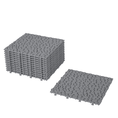 Werseon 12" x 12" Interlocking Deck Tiles, 12 PCS Plastic Waterproof Drainage Tiles Mats for Bathroom Porch Balcony Backyard, Weight Capacity Upto 440 LBS, Pebble Stone Pattern, Gray