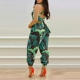 thumbnail image 3 of Workout Jumpsuits for Women Casual O Neck Sleeveless Elastic Band Tied Backless Slim Fit Wide Legs Outwear,Green,S, 3 of 5
