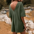 thumbnail image 5 of aidice Summer Jumpsuits for Women Casual Round Neck Shorts Sleeve Backless Comfy Loose Shorts Rompers, 5 of 9