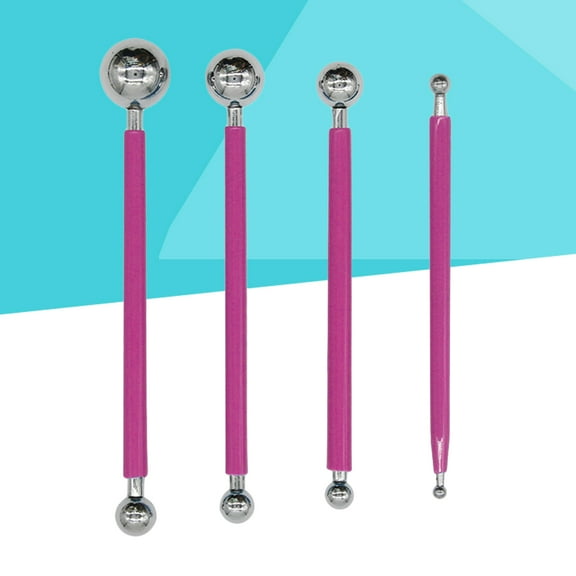 FELTECHELECTR Sculpture Modeling Tools Steel Ball Pen Pottery Kit for Smoothing Decorating Rosy