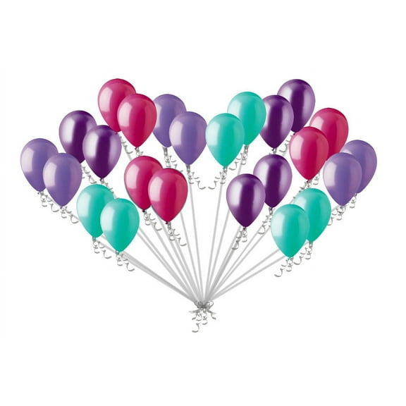 24 pc Aqua Hot Pink Purple Latex Party Balloons Birthday Baby Unicorn Mermaid 8