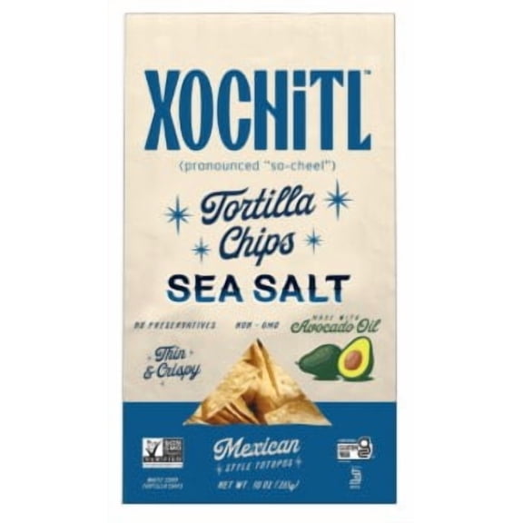 Xochitl Sea Salt White Corn Tortilla Chips, 10 oz Paper Bag