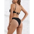 thumbnail image 2 of DARING DIVA Women's O Ring Ribbed Bikini Sets X-Small Black, 2 of 6