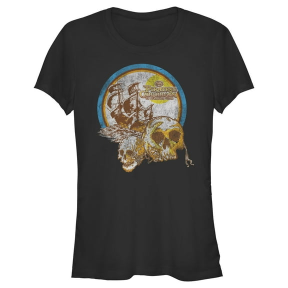 Junior's Pirates of the Caribbean: On Stranger Tides Distressed Skull Logo  Graphic Tee Black Small