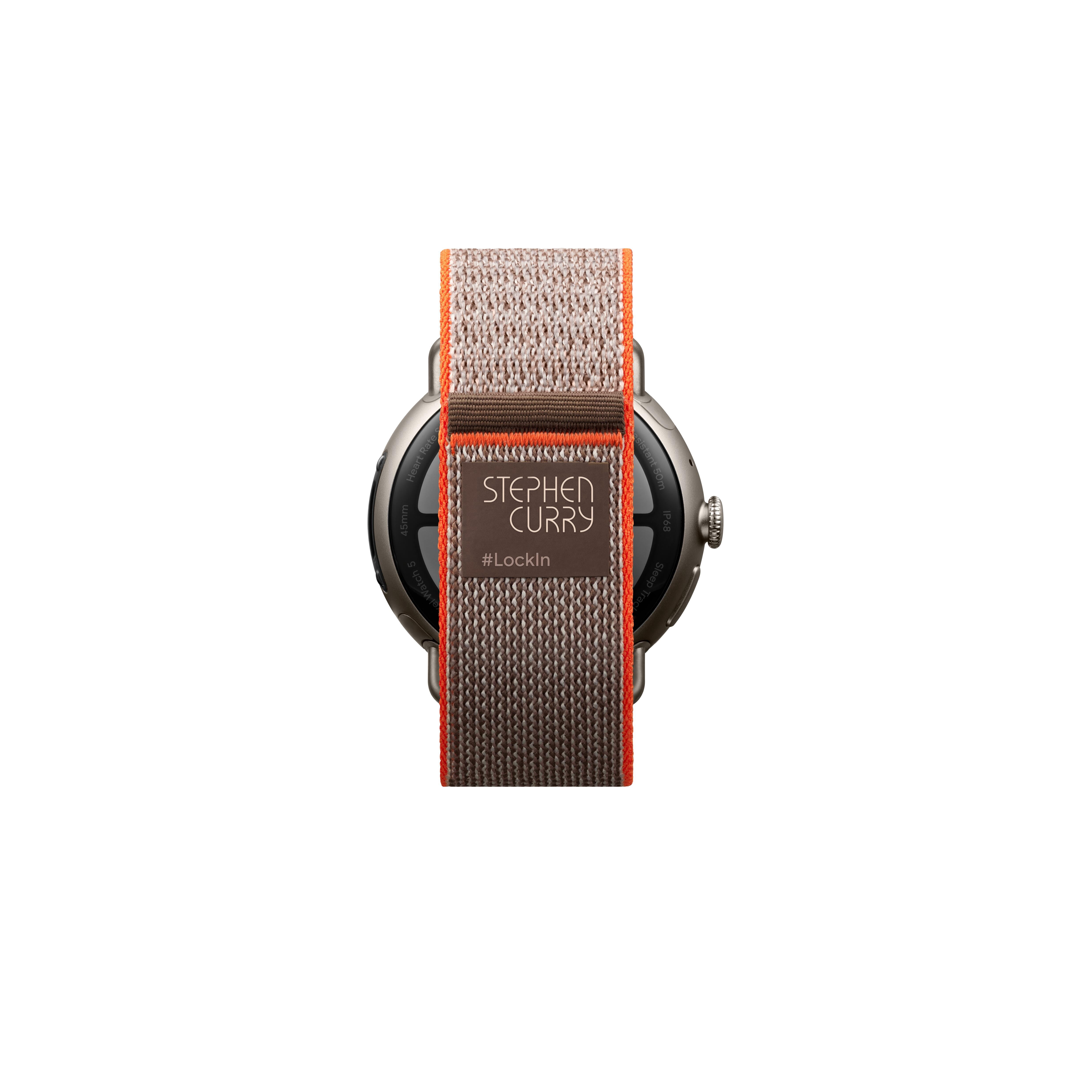 Google Pixel Watch 5 (45mm) - Special Edition Stephen Curry - Android Smartwatch with Domed Display, Comprehensive Health and Fitness Tracking, and Help from Gemini - Satin Pyrite Case / Rye Band