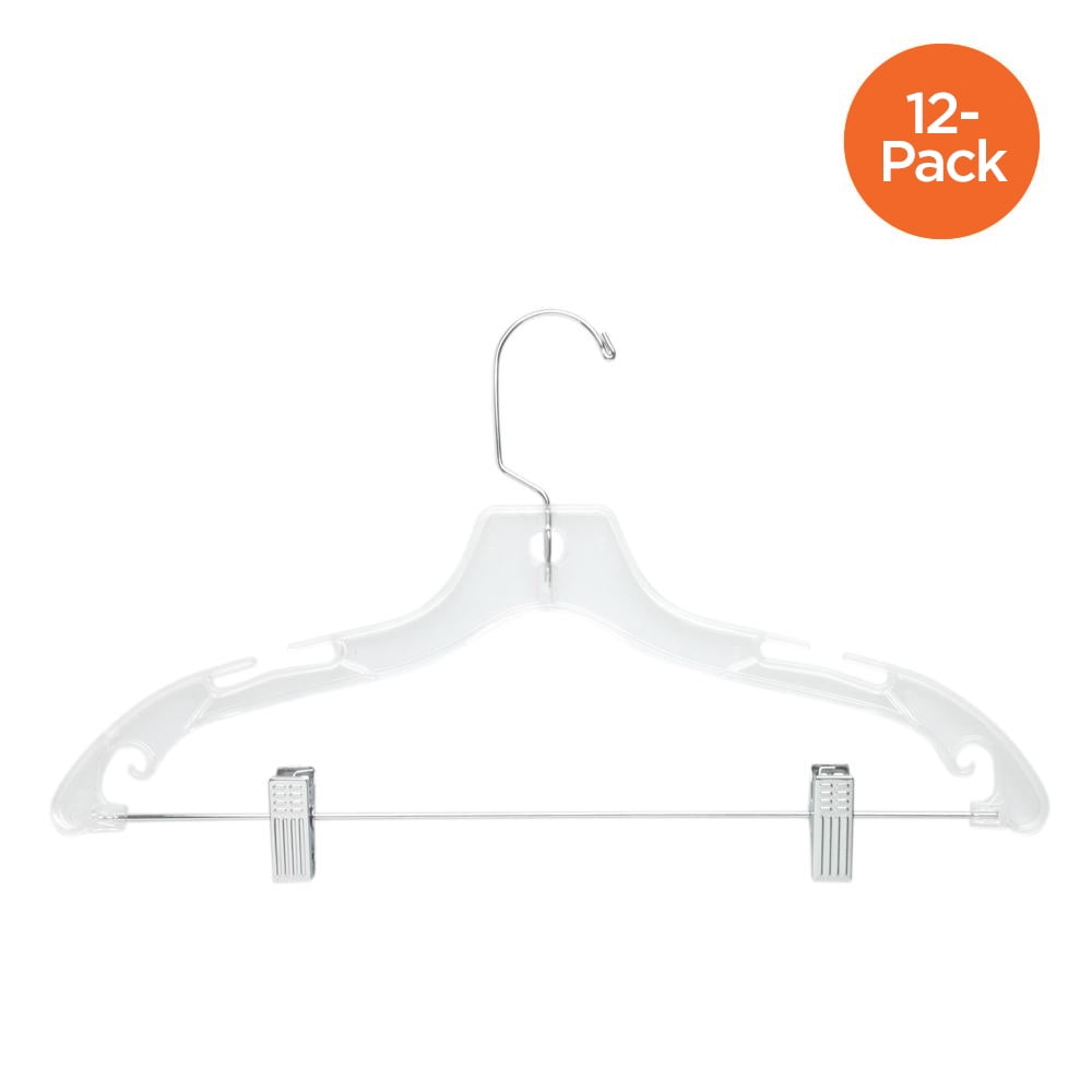 12-Pack Honey-Can-Do HNGT01194 Crystal Suit Hanger with Clips Clear 