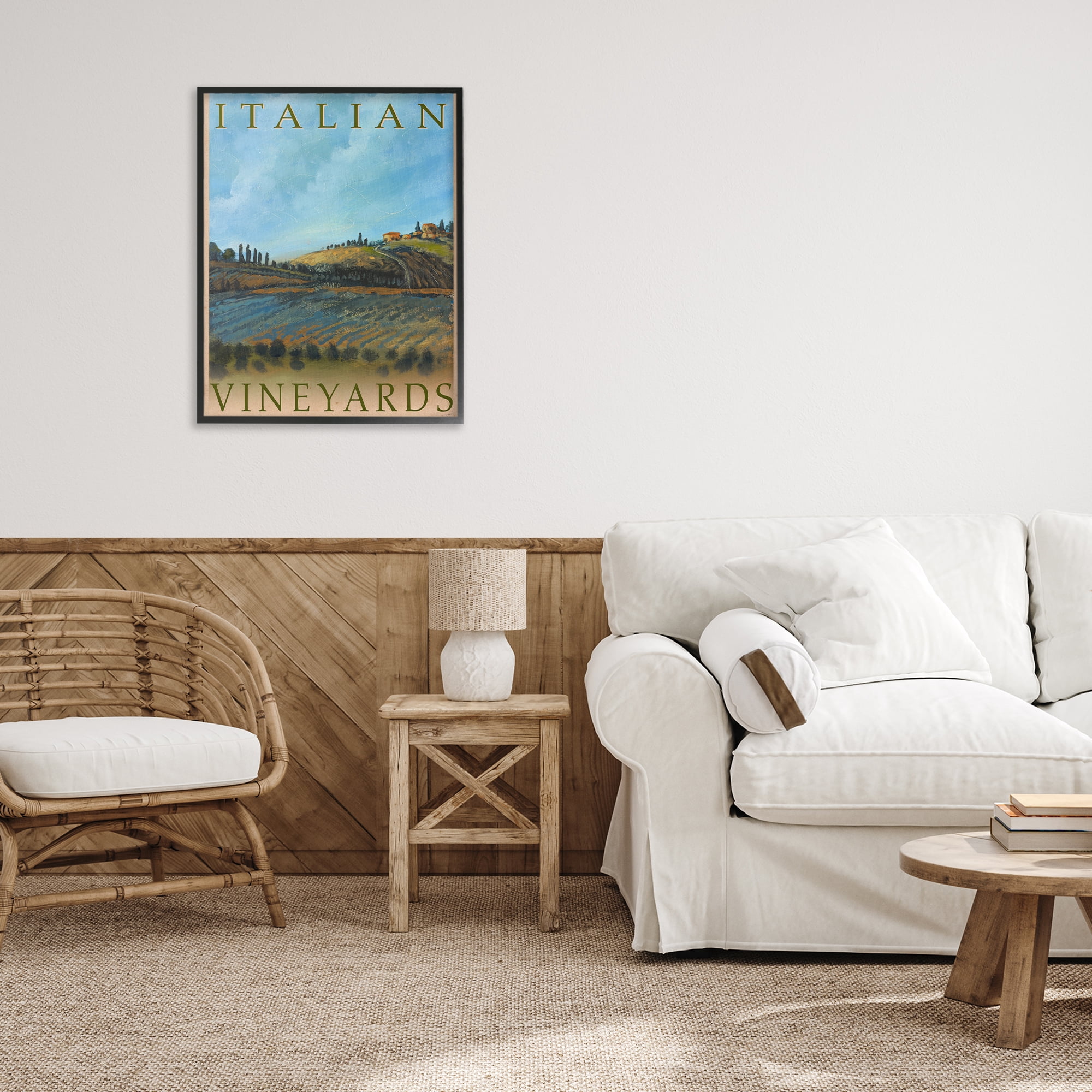 Stupell Industries Italian Vineyards Vintage Poster Black Framed Giclee Art, design by Kingsley