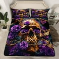 thumbnail image 2 of Feelyou 3D Gold Skeleton Bed Sheets for Teens, Romantic Purple Rose King Sheets, Gothic Valentines Day Sheet Set, Microfiber Bedroom Decor, 4-Piece, 2 of 7