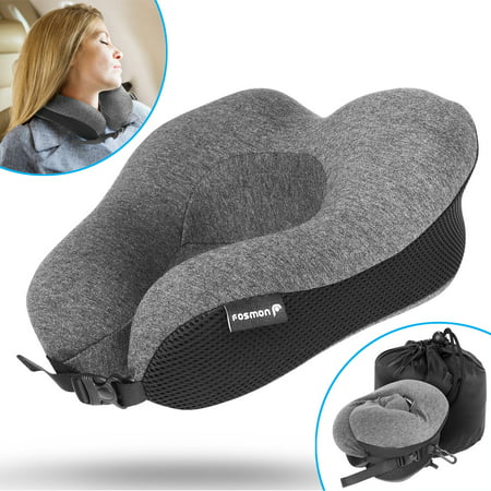 Fosmon Memory Foam Travel Pillow, U-Shaped Neck Pillow Washable 100% Cotton Cover for Car, Train, Office and