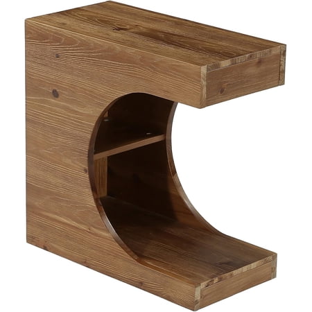 Tribesigns Solid Wood End Table Set of 2 2-Tier C-Shaped Side Table Minimal Rustic Couch Bedside Table Nightstand for Small Spaces