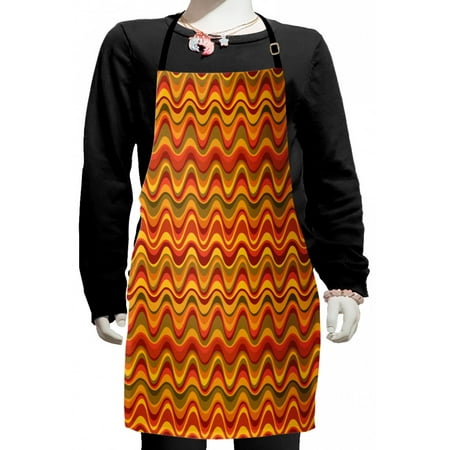 

Geometric Kids Apron Desert Dune Pattern Abstract Design Warm Color Palette Funky Old School Art Style Boys Girls Apron Bib with Adjustable Ties for Cooking Baking Painting Multicolor by Ambesonne