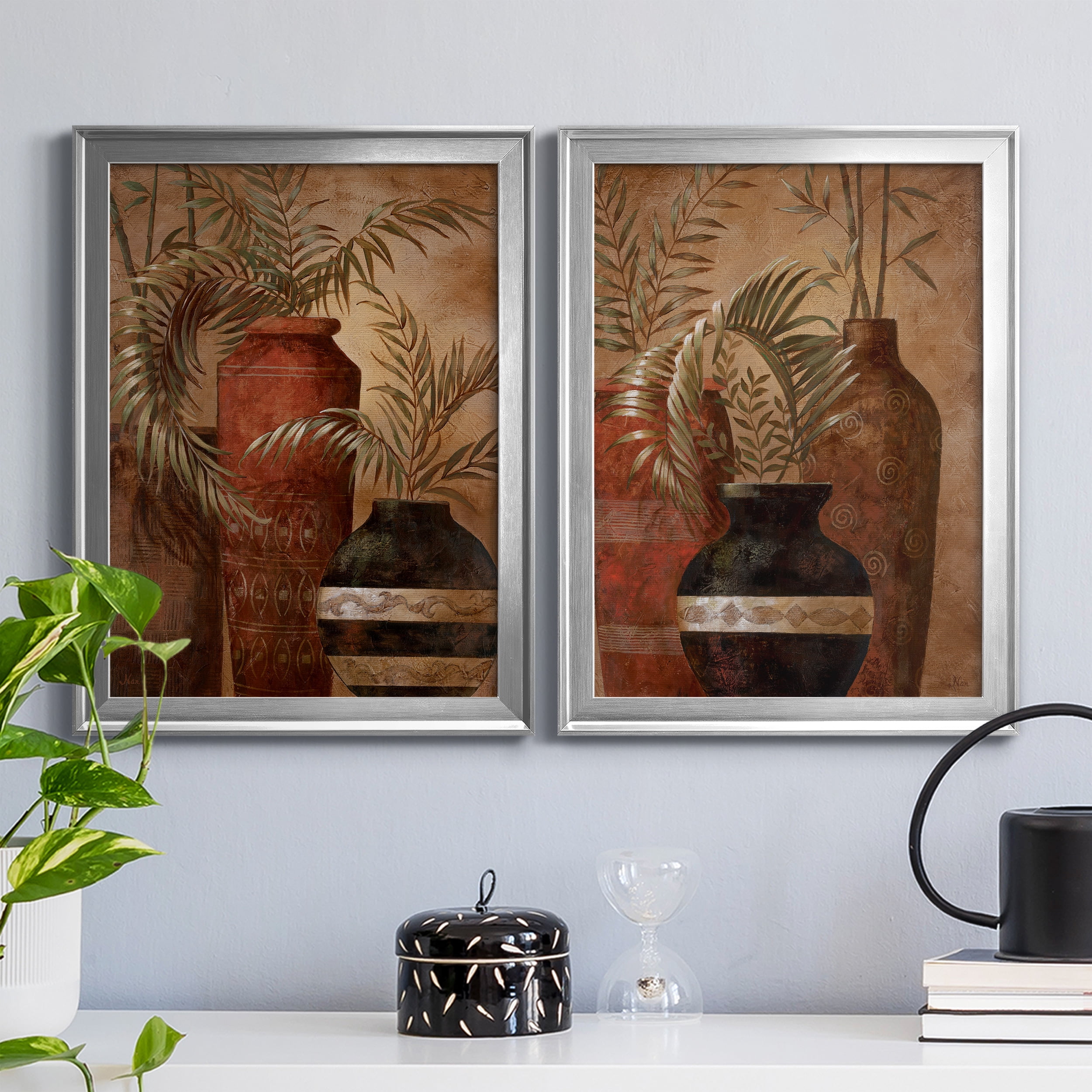 2 Piece Set Exotic Vacation I Premium Framed Canvas - Ready to Hang - 18.5 x 24.5 Each - Silver Frame