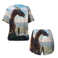 thumbnail image 5 of Lsque Clear Sky Mountain Red Dragon Women's Short-Sleeved Pajama Set - 2 Piece Soft and Lightweight Sleepwear Set-XX-Large, 5 of 9