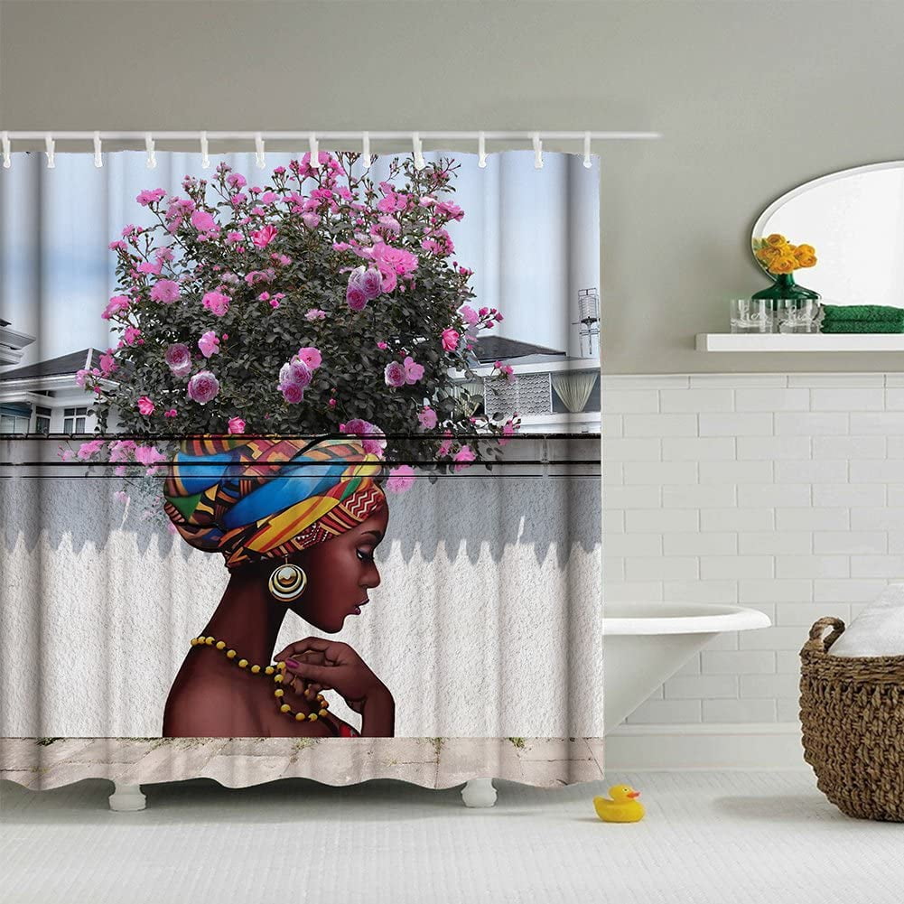 Details about / Magic Flame Book Bathroom Mat Waterproof Fabric Shower Curtain /& 12 Hooks 71*71/"