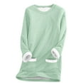 thumbnail image 2 of Meichang Women's Winter Warm Sherpa Lined Fleece Crewneck Sweatshirt Pullover Loungewear Tunic Tops Thickened Plush Warm Long Sleeve Pajama Tops with Pockets, 2 of 5