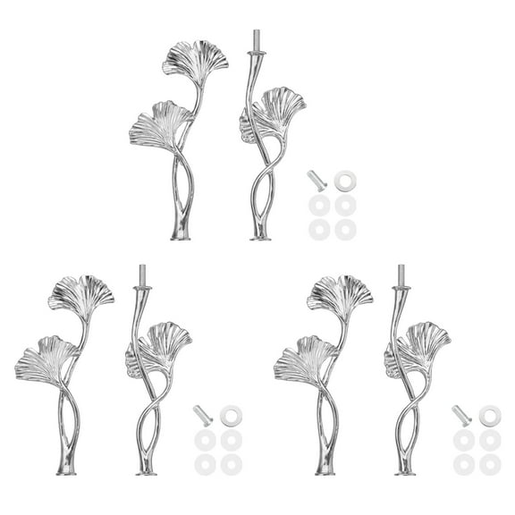 Uxcell 2 Tiers Cake Tray Stand Handle 3 Set Metal Cake Stands Holder Cupcake Dessert Plate Hardware Fitting for Wedding Party Festival Cake Plate, Silver (Flower)