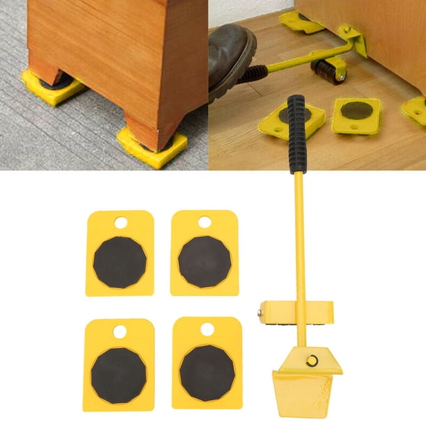 Juego de Transporte de Muebles, Amarillo, Fácil Elevador de Muebles, Placa Móvil, Herramientas Móviles Para Mover Objetos Pesados Que Llevan 150 Kg(Amarillo) Ecomeon no