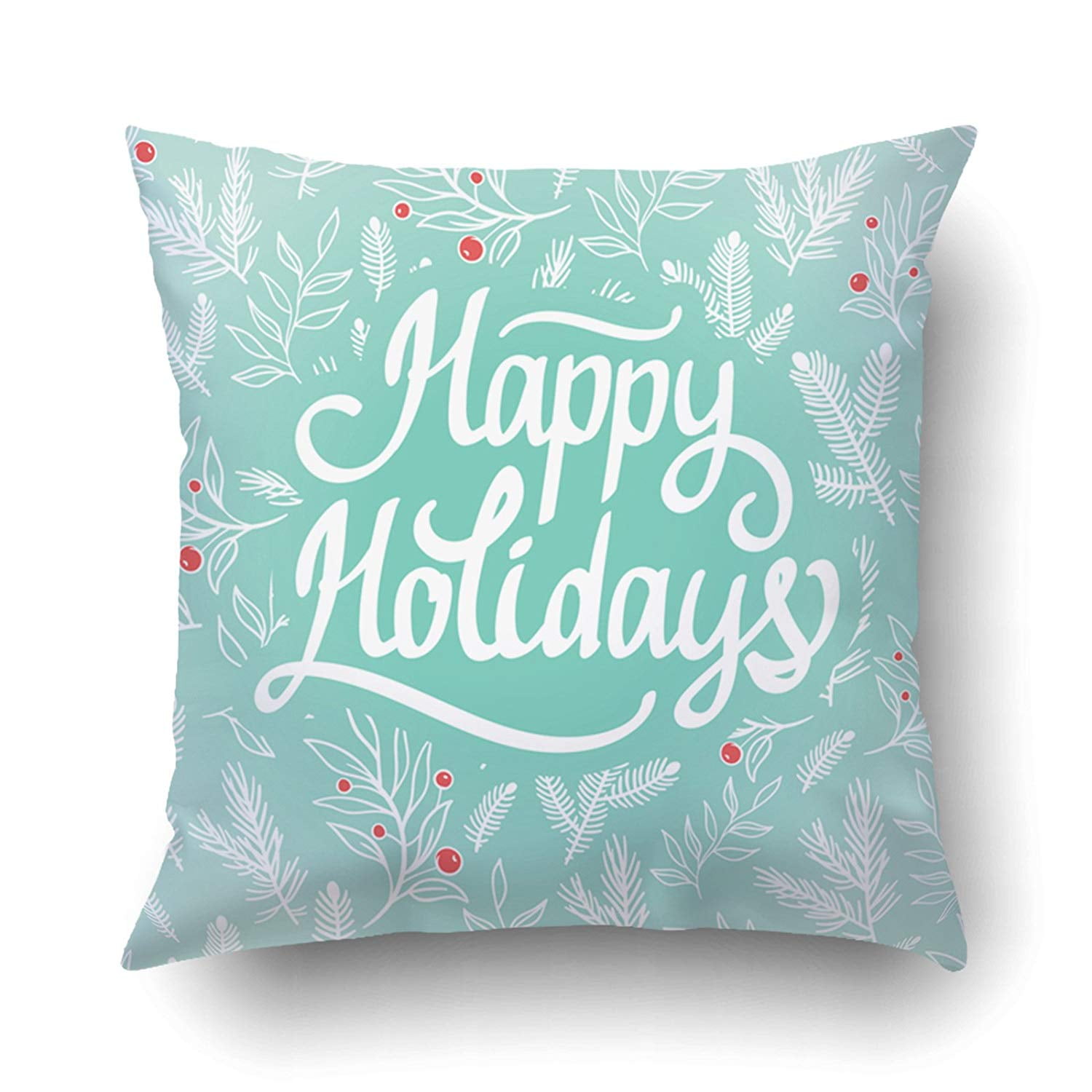 WOPOP Xmas Christmas Holiday Pattern Turquoise Of Branches Berriea And