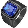 thumbnail image 1 of Men's Stainless Steel Gold/Silver/Black Plated Ring with Square Gemstone Multicolor Stone, 1 of 14