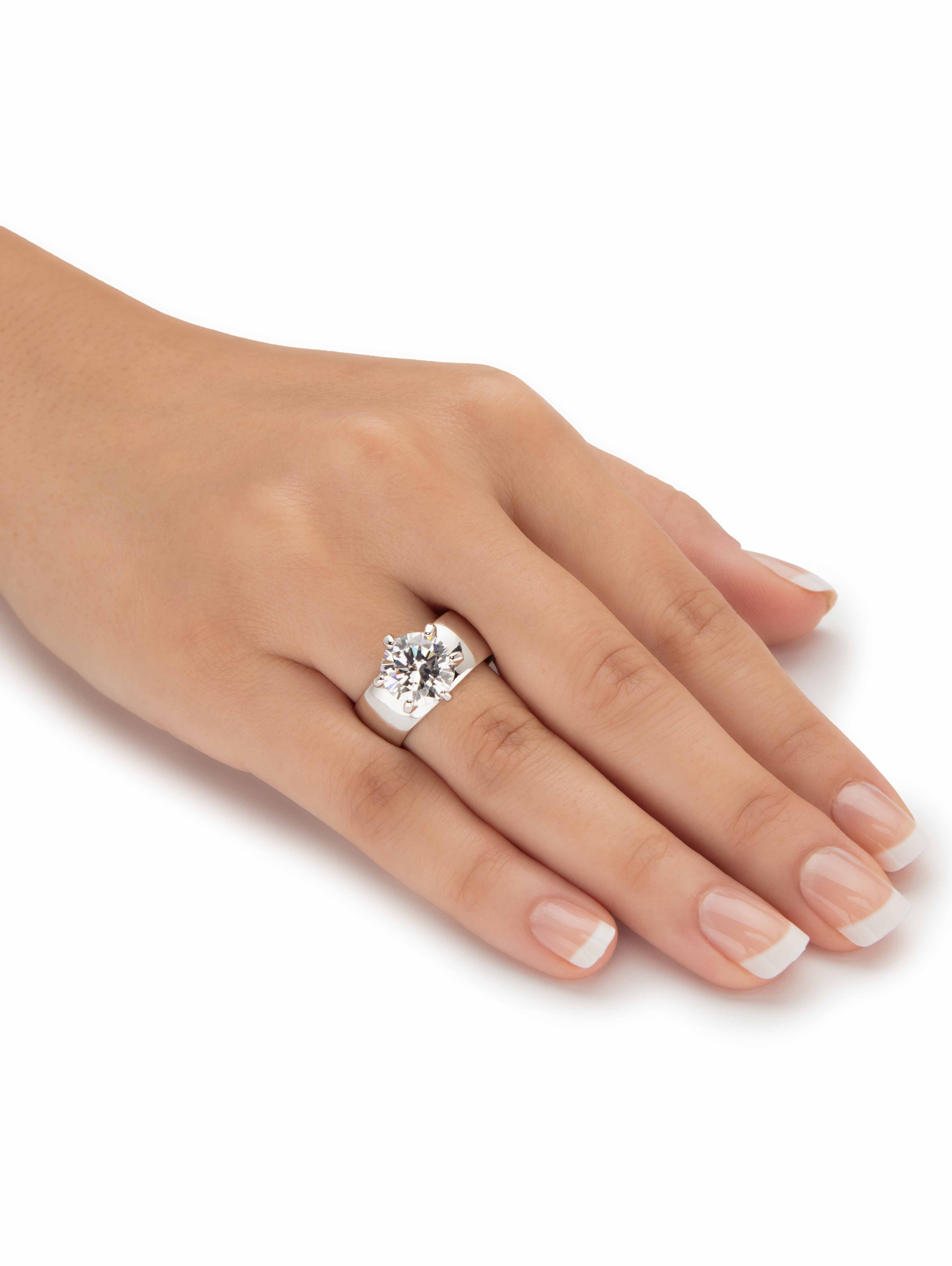 PalmBeach Jewelry 4 TCW Round Cubic Zirconia Solitaire Ring in Gold-Plated, Rose Gold-Plated or Silvertone