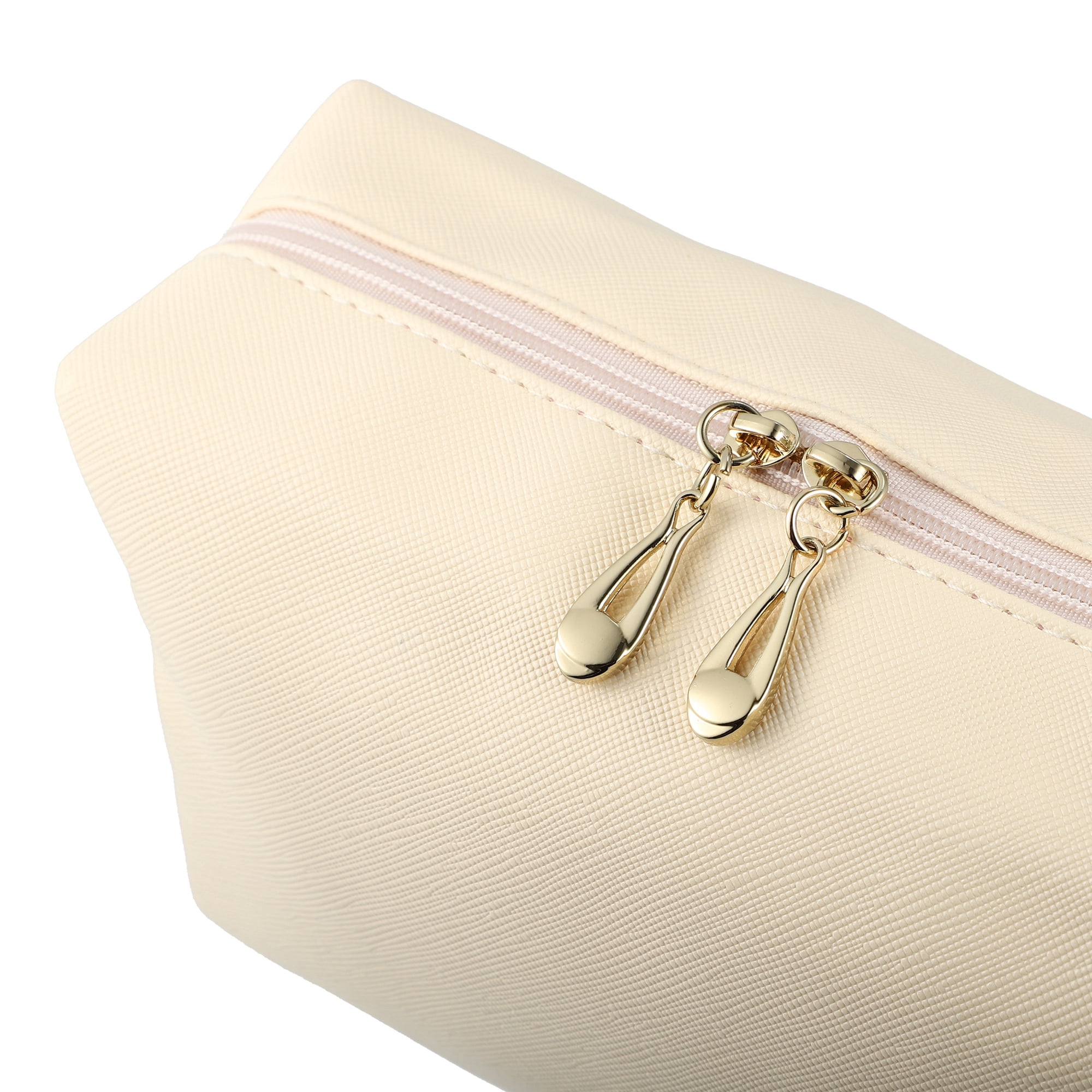 Unique Bargains Floral Makeup Bag Zipper Flower Cosmetic Pouch Beige
