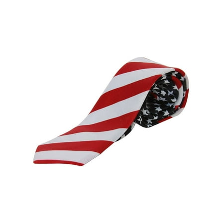 Flag Tin - Trendy Skinny Neck Tie - Stars and Stripes USA American Flag