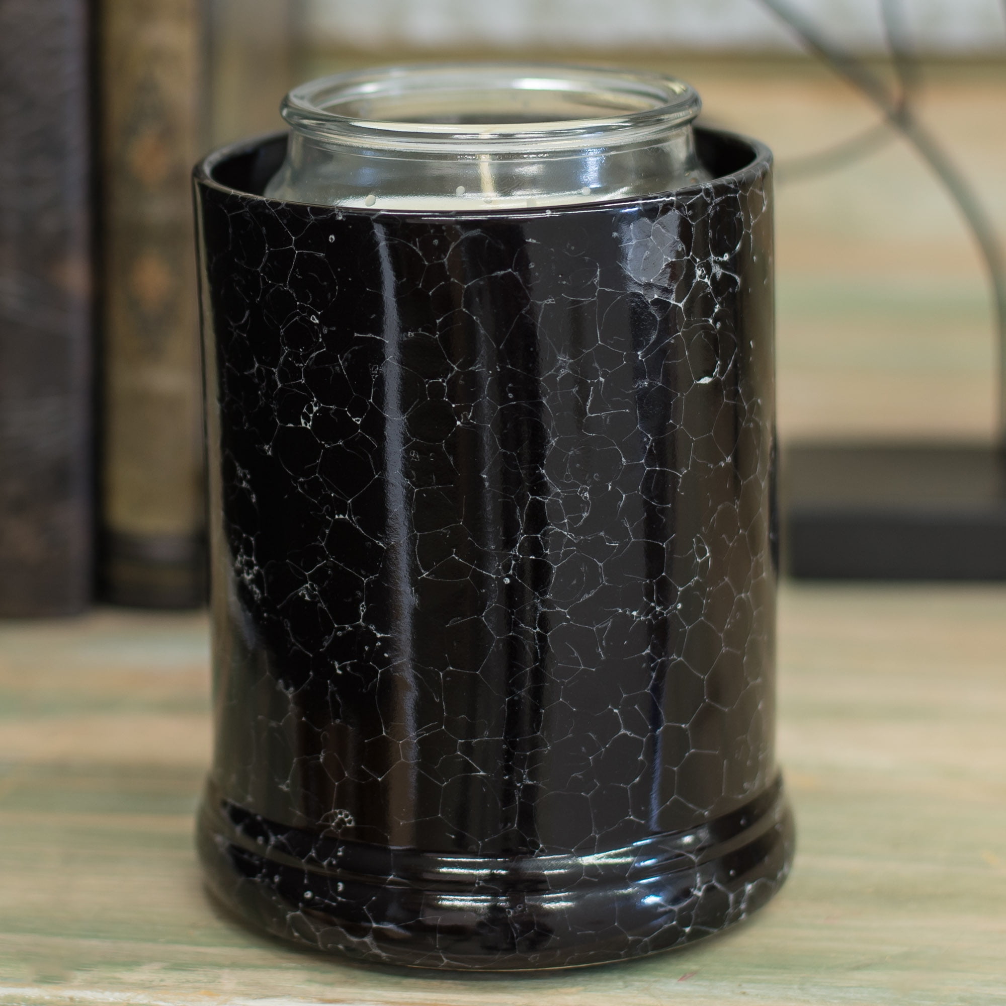 Black Marble Ceramic Stoneware Electric Jar Candle Warmer