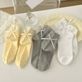 thumbnail image 5 of HNMKIU Elegant Women's Bow Crew Socks Style Dress Casual Soft Breathable Everyday Ankle Socks for Girls Grey,One Size, 5 of 5